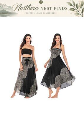 Bohemian Maxi Skirt Halter Floral Beach Dress Cover Up Rayon